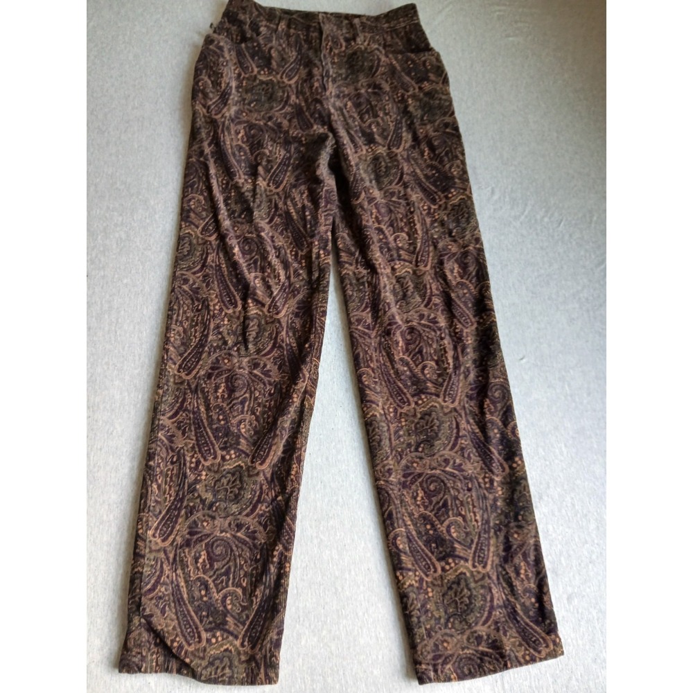 Lauren Ralph Lauren Pants 4 Corduroy Paisley High Rise Straight Goth Vintage 90s